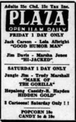 Plaza Theatre - June 29 1951 Ad (newer photo)
